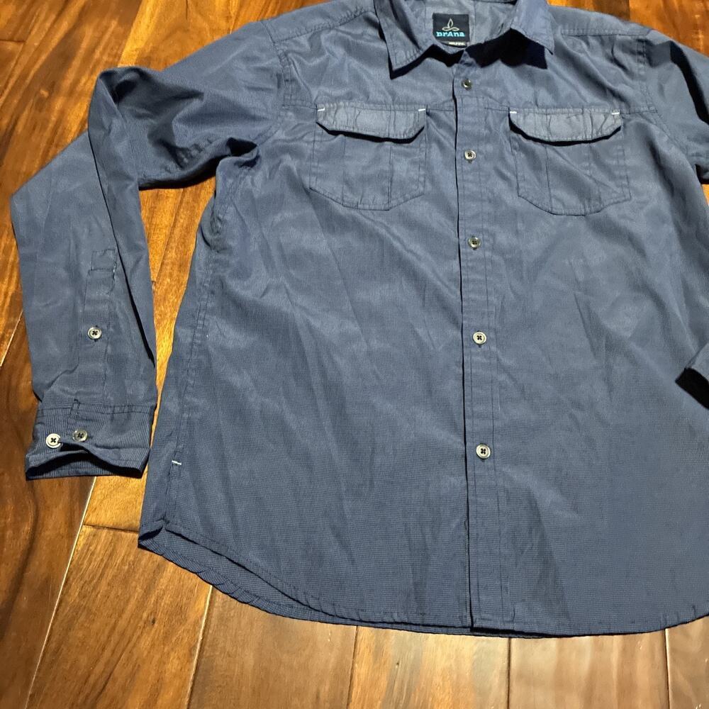 PRANA prAna CITADEL Shirt Mens Medium L/S CARGO Blue Outdoor Hiking - Picture 4 of 13